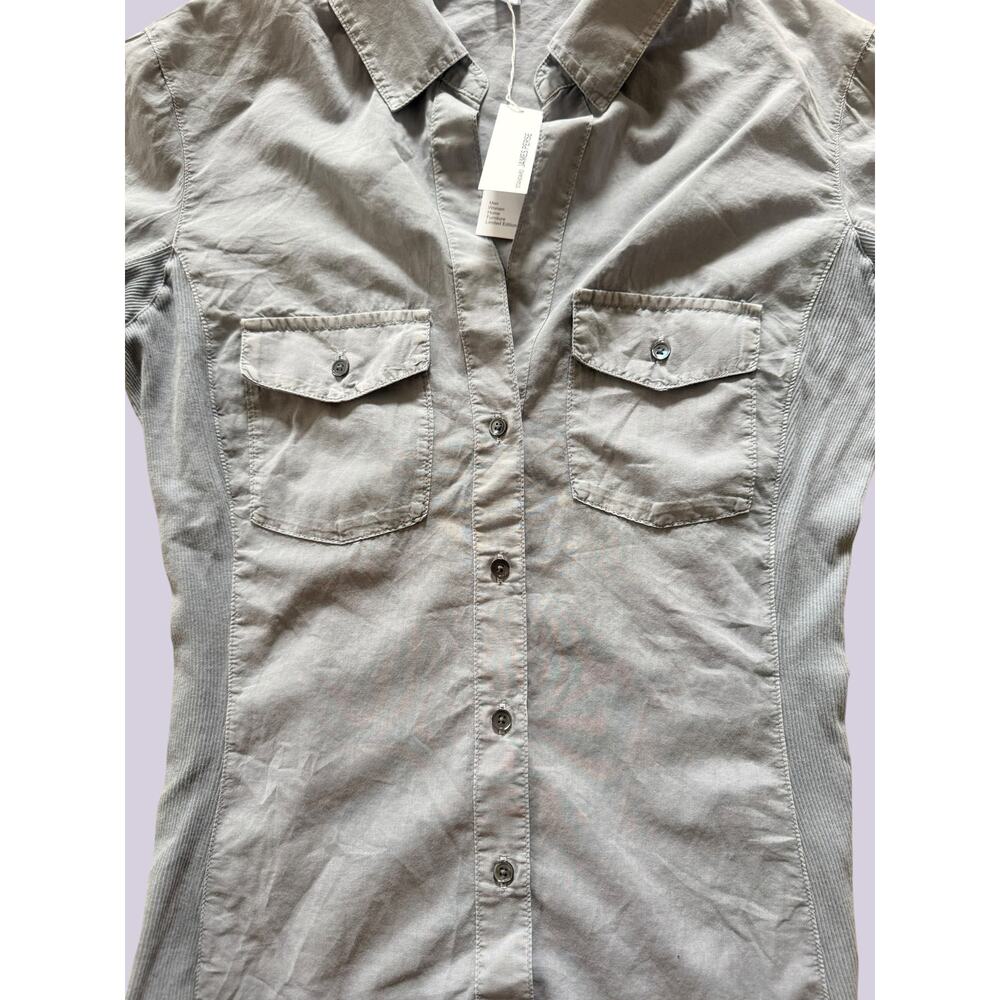 James Perse Women’s Three-Quarter Sleeve Button-Up Shirt Sz. 3-Slate, NWT - Picture 3 of 14